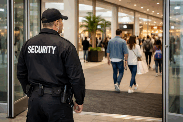 Home 2. mall security guard welcoming shoppers e1768404502656